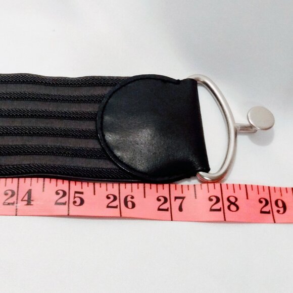 Old Navy-Material/Faux Leather-Black/Grey  Stretchy Wide Belt-M - Picture 10 of 11
